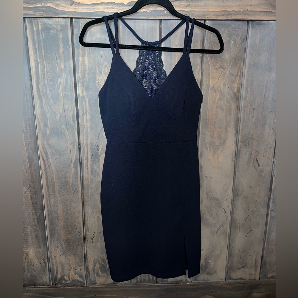 Sequin Hearts formal dress Navy